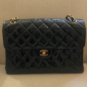 Chanel Double Sided Flap Bag Quilted Patent Jumbo
